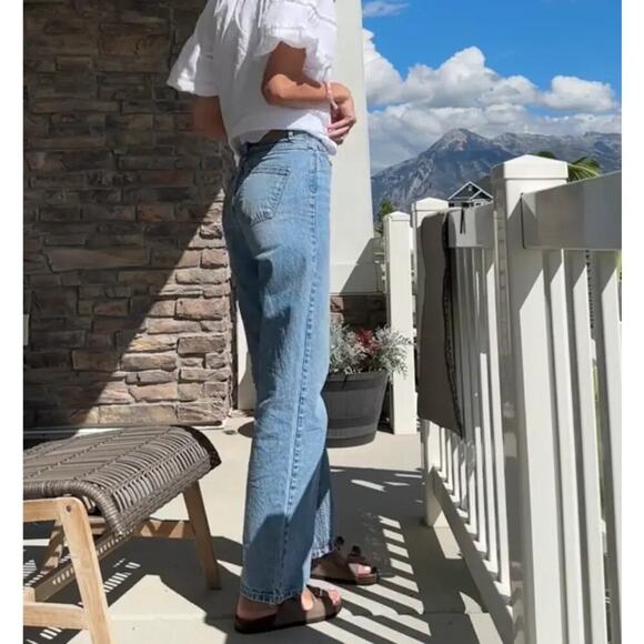 Zara High Rise Straight Jeans Mid-Blue Size 0 NWT - Picture 2 of 8